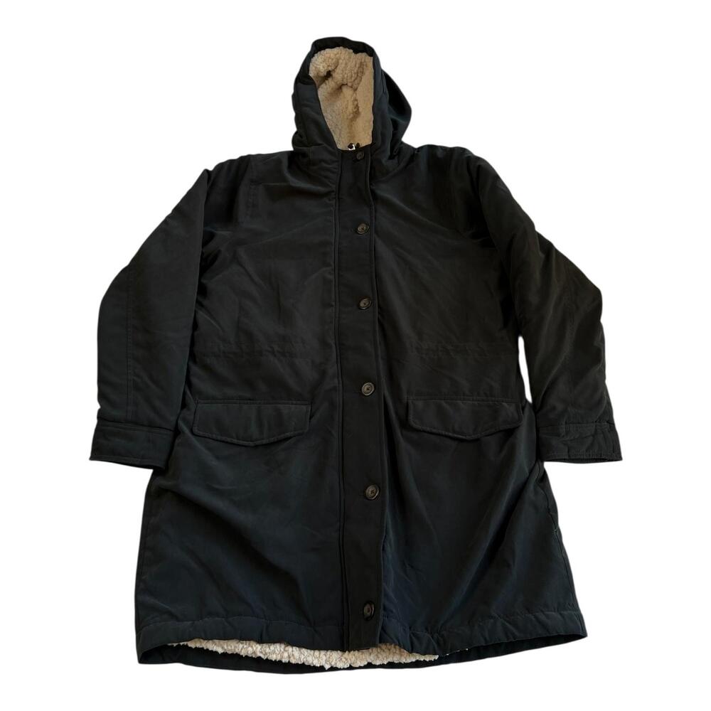 Abercrombie & Fitch Coat Womens XL Navy Blue Sherpa Lined Hooded Parka
